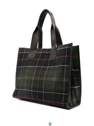 Barbour Turnberry Tote Bag In Wool Blend With Check Pattern In Red