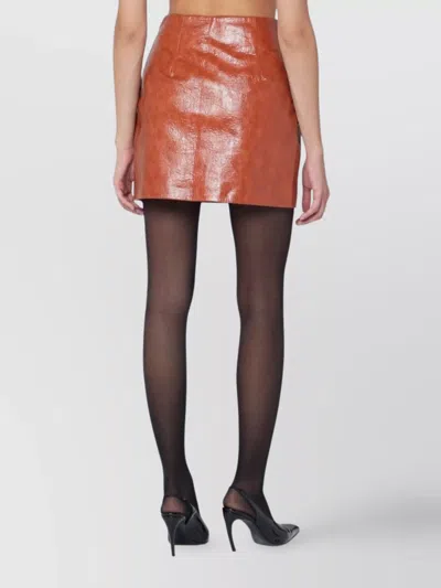 The Andamane High Waist Mini Skirt With Side Slit In Orange