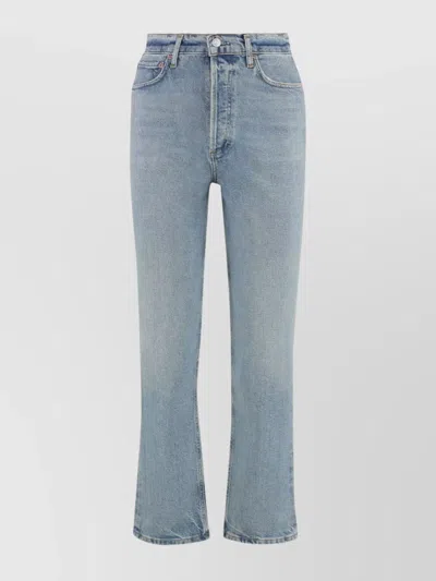 Agolde Straight Leg Denim Trousers With Belt Loops In Blue