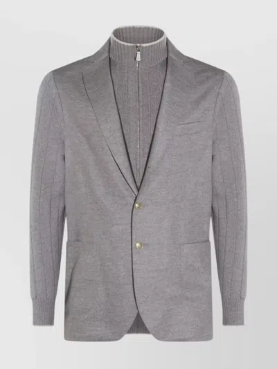 Eleventy Tailored Jacket With Notched Lapel And Pockets In Gray
