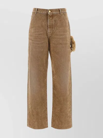 Darkpark Side-embellishment Bleached Wide-leg Jeans In Brown