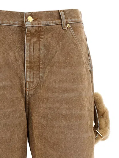 Darkpark Side-embellishment Bleached Wide-leg Jeans In Brown