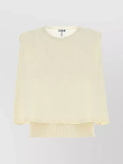 Loewe Wool Sleeveless Sweater Crew Neck Ribbed Hem In Gray