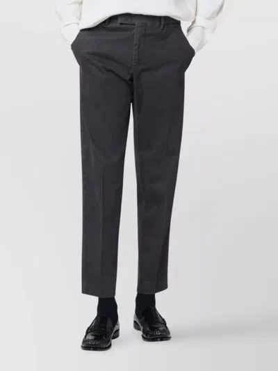 Pt Torino Cotton Trousers With Pockets And Belt Loops In Blue