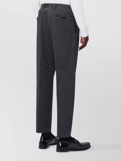 Pt Torino Cotton Trousers With Pockets And Belt Loops In Blue