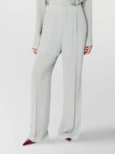 Alberta Ferretti High Waist Pleated Palazzo Trousers In White