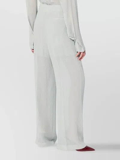 Alberta Ferretti High Waist Pleated Palazzo Trousers In White