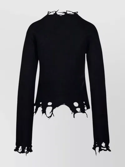 Haikure Jill Sweater With Long Sleeves And Distressed Edges In Black