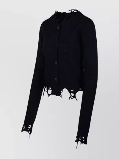 Haikure Jill Sweater With Long Sleeves And Distressed Edges In Black