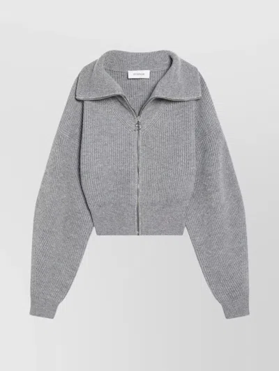 Sportmax Grey Zip-up Cardigan In Wool And Cashmere In Gray