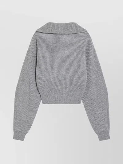 Sportmax Grey Zip-up Cardigan In Wool And Cashmere In Gray