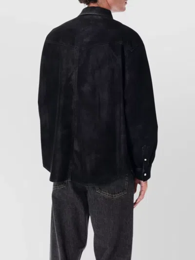 Isabel Marant Vintage Eco Leather Long Sleeve Shirt In Black