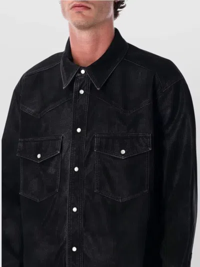 Isabel Marant Vintage Eco Leather Long Sleeve Shirt In Black