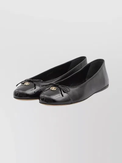 Gucci New Marmont Gg Nappa Leather Ballerina Flats In Black