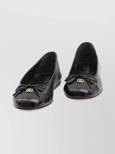 Gucci New Marmont Gg Nappa Leather Ballerina Flats In Black