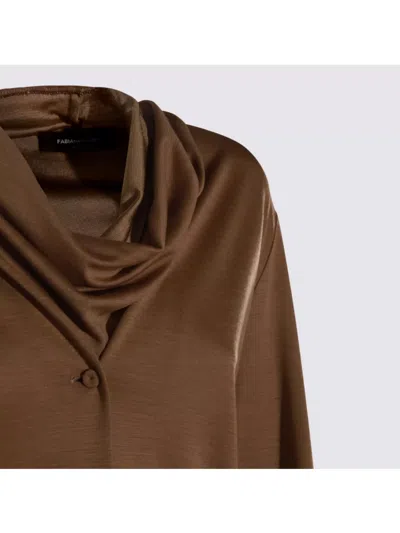 Fabiana Filippi Long Sleeve Cowl Neck Top Design In Brown
