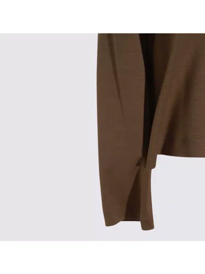 Fabiana Filippi Long Sleeve Cowl Neck Top Design In Brown