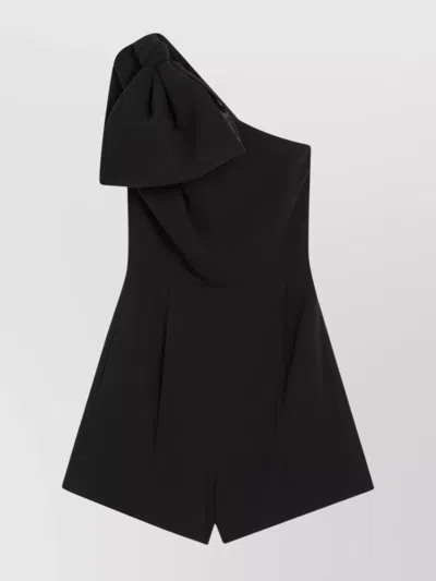 Max Mara One-shoulder Short Jumpsuit In Black Cady In Multi