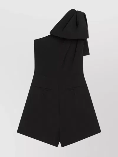 Max Mara One-shoulder Short Jumpsuit In Black Cady In Multi