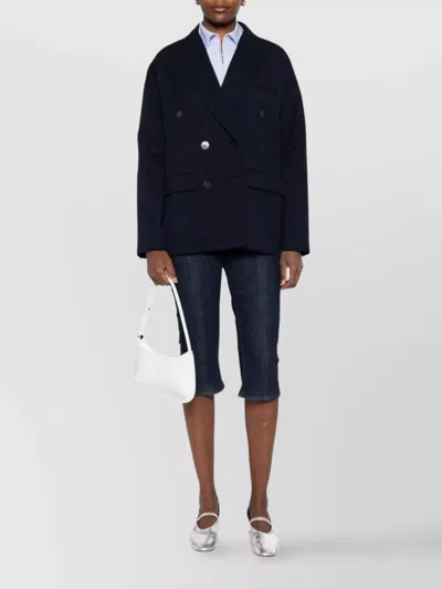 Forte Forte Tailored Double-breasted Jacket Featuring Flap Pockets In Black