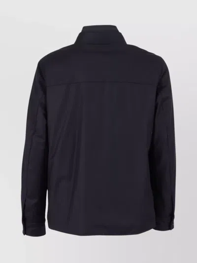 Moorer Wool Blend Jacket Flap Pockets In Blue