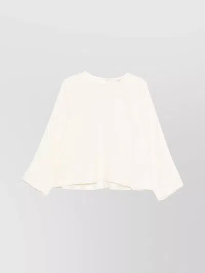 Forte Forte Relaxed Fit Long Sleeve Satin Top In White