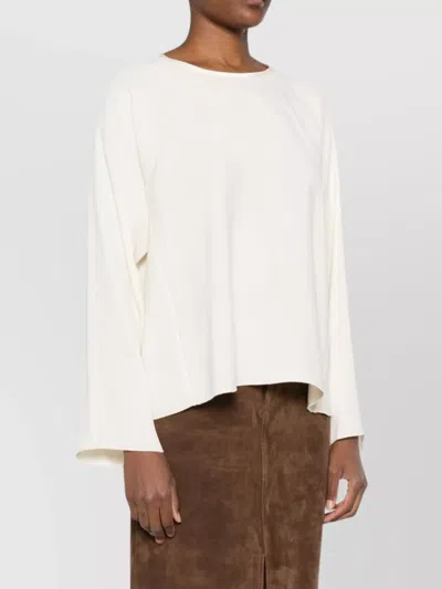 Forte Forte Relaxed Fit Long Sleeve Satin Top In White