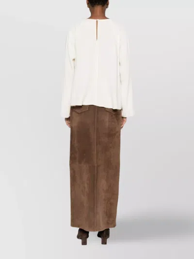 Forte Forte Relaxed Fit Long Sleeve Satin Top In White