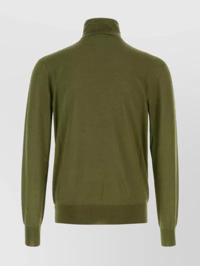 Saint Laurent Cashmere Blend Turtleneck Sweater With Long Sleeves In Green