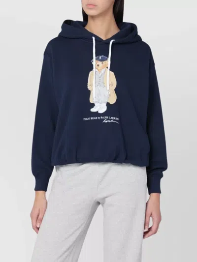 Polo Ralph Lauren Navy Blue Polo Bear Hoodie In Blue