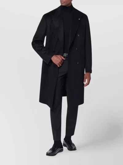 Tagliatore Wool Coat With Double-breasted Design And Belt In Black