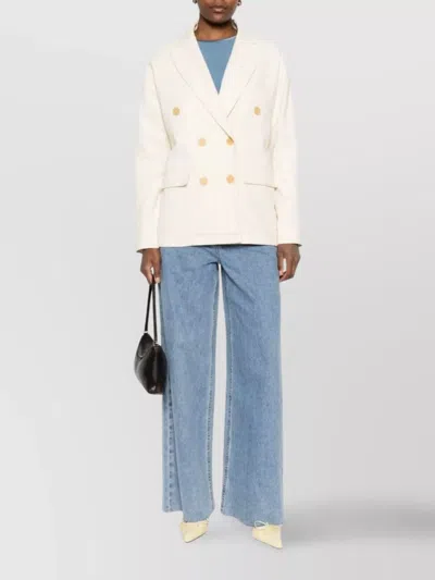 Forte Forte Double-breasted Tailored Jacket Featuring Flap Pockets In White