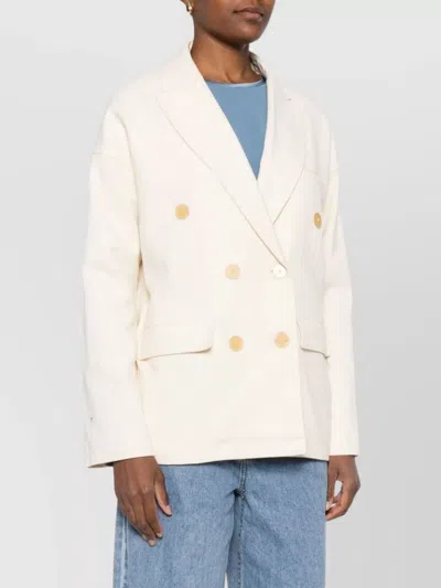Forte Forte Double-breasted Tailored Jacket Featuring Flap Pockets In White