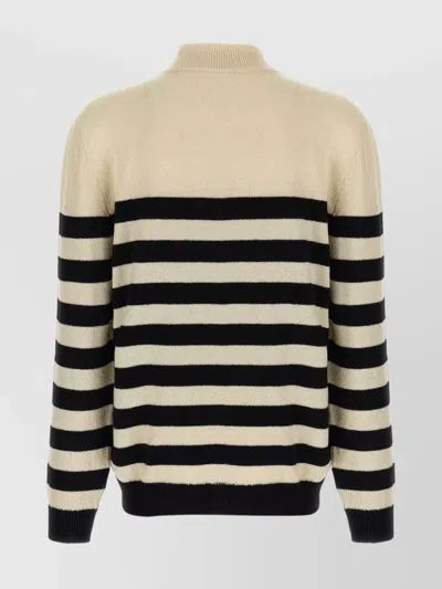 Balmain Striped Sweater With Ribbed Cuffs And Hem In Multi