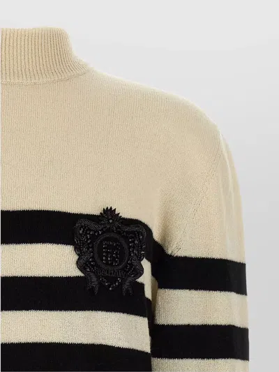 Balmain Striped Sweater With Ribbed Cuffs And Hem In Multi