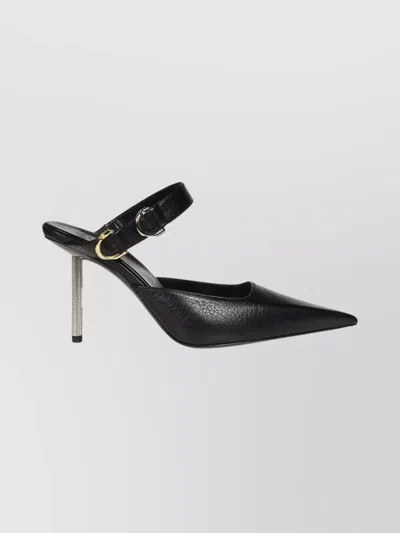 Givenchy Open Back Pointed Toe Sandals With Textured Heel In Black