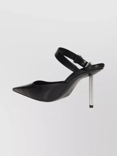 Givenchy Open Back Pointed Toe Sandals With Textured Heel In Black