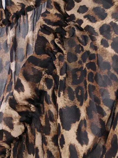 Nili Lotan Long Sleeve Animal Print Top With Ruffles In Multi