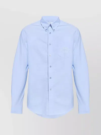 Givenchy Button-down Shirt With Pointed Collar And Embroidered Detail In Blue