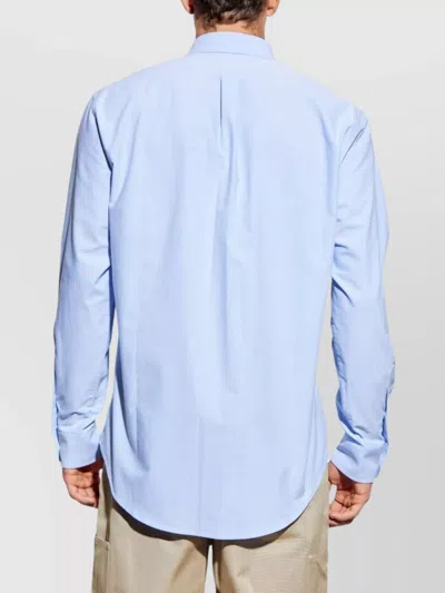 Givenchy Button-down Shirt With Pointed Collar And Embroidered Detail In Blue