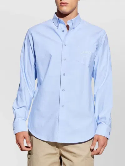 Givenchy Button-down Shirt With Pointed Collar And Embroidered Detail In Blue