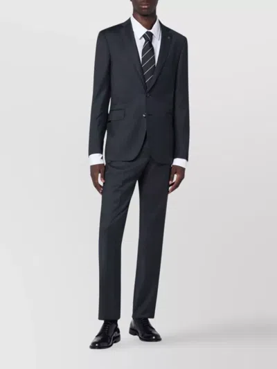 Tagliatore Gray Single-breasted Wool Suit In Black