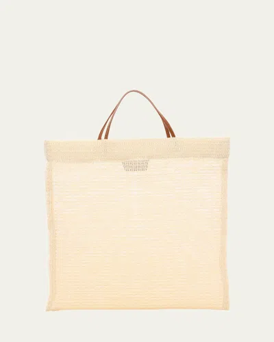 The Row Barn Mini Tote Bag In Vivid Mesh In White