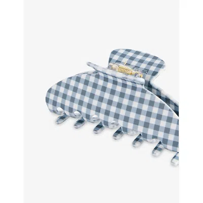 Emi Jay Womens Navy Gingham Big Effing Cellulose-acetate Hair Clip In Multi