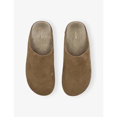 The Row Beige Hudson Suede Slide Loafers In Neutral