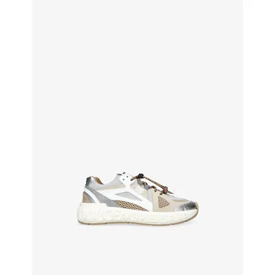 Dolce & Gabbana White/oth Kids' Branded Leather And Mesh Trainers Eur 38 / 5 Uk In White