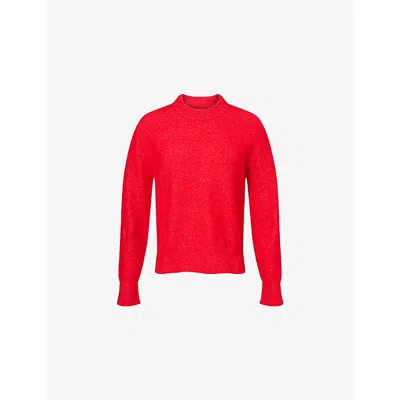 Samsoe & Samsoe Womens Haute Red Anour On Round-neck Stretch-wool Blend Jumper Xs In Red