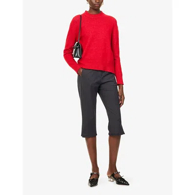 Samsoe & Samsoe Womens Haute Red Anour On Round-neck Stretch-wool Blend Jumper Xs In Red