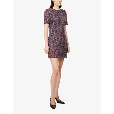 Gucci Textured Wool Dress Featuring Signature Buttons In Purple