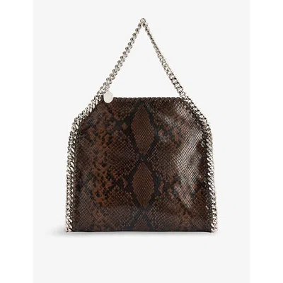 Stella Mccartney Womens Espresso Mini Falabella Snake-print Faux-leather Tote Bag In Brown